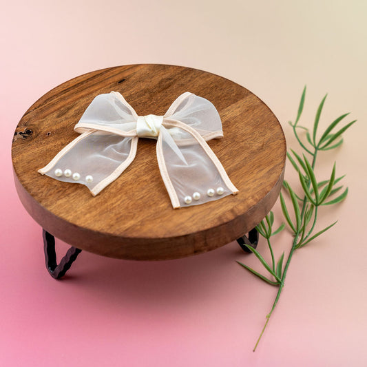 Organza Bow with Pearls