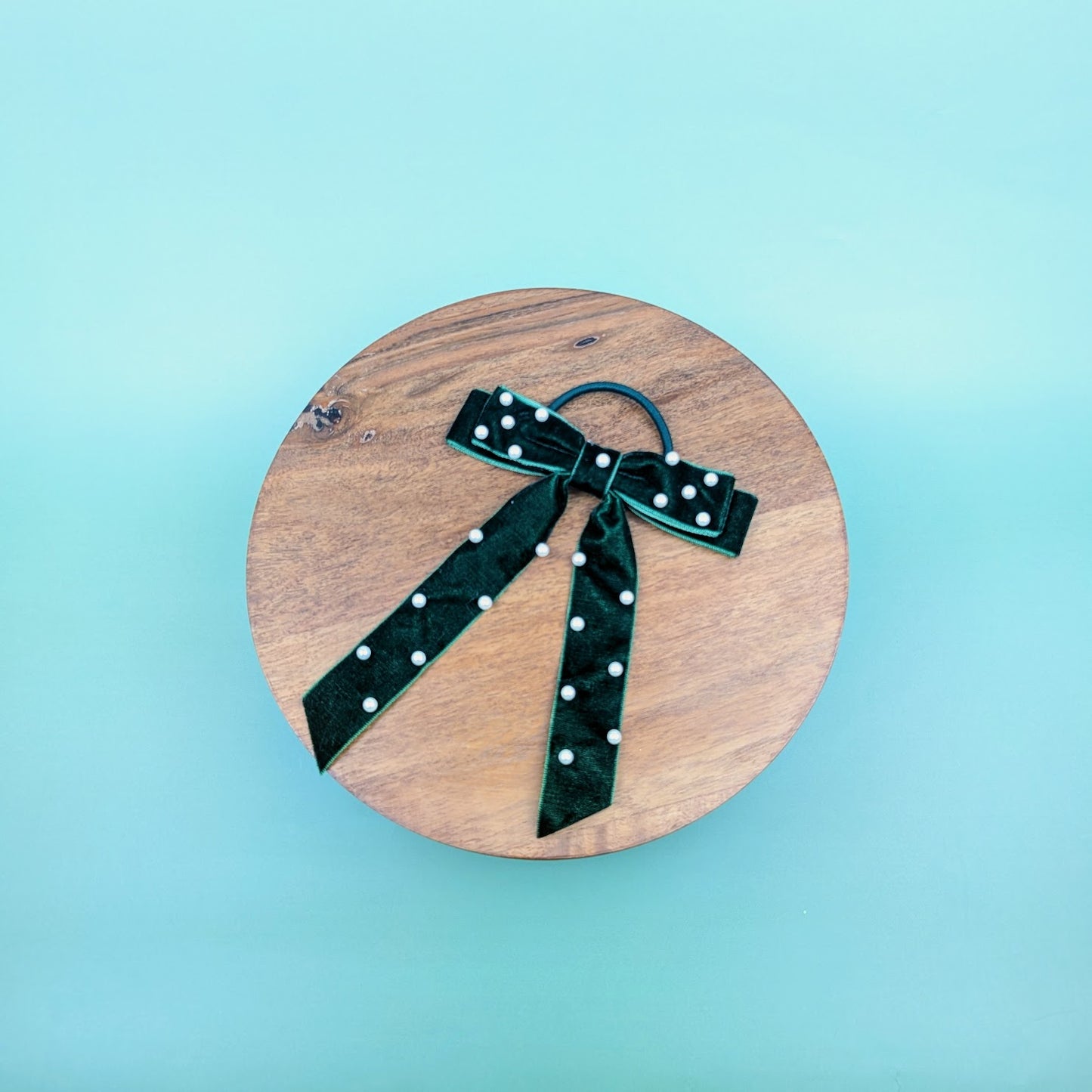 Velvet Hair Tie with Pearls