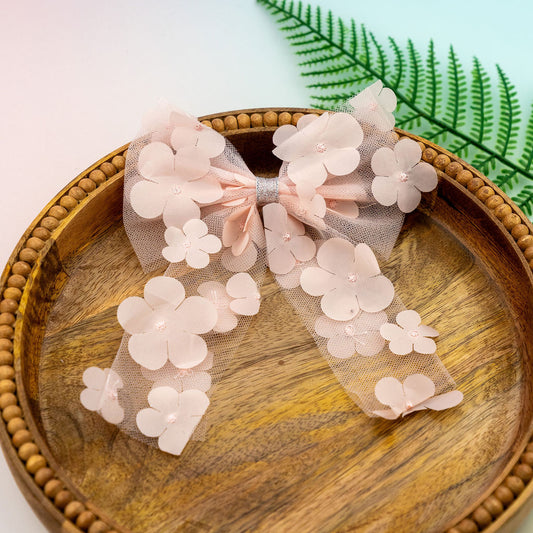 Long 3D Flower Hair Bow