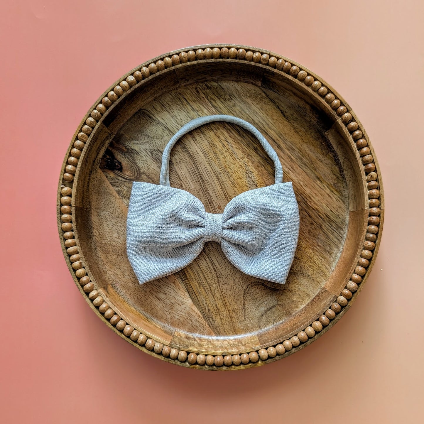 Oversized Bow Grey Linen Headband