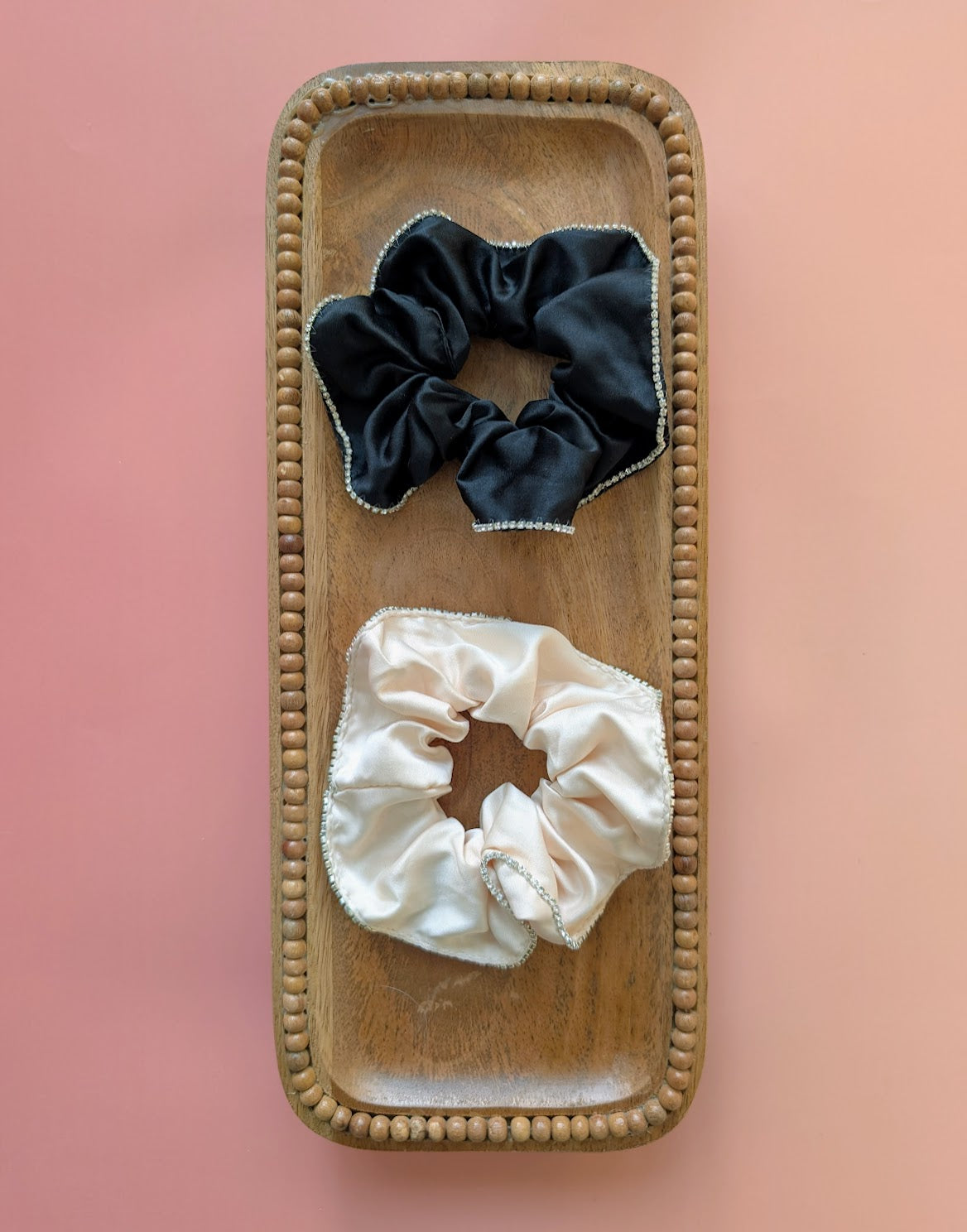 Satin Hair Scrunchies with Rhinestones